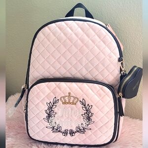 PINK JUICY COUTURE QUILTED BACKPACK W/EMBROIDERY DESIGN